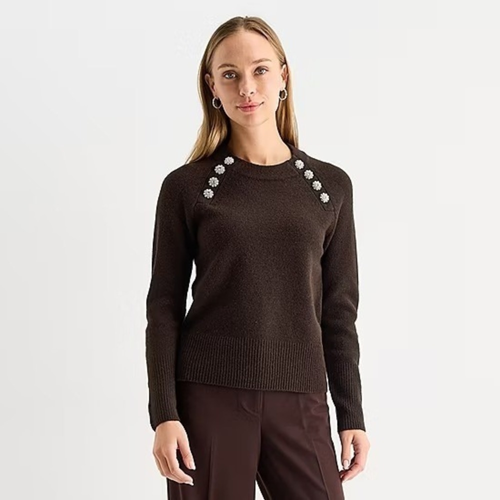 MSRP $54 Liz Claiborne Womens S Chocolate Sauce Long Sleeve Pullover Sweater